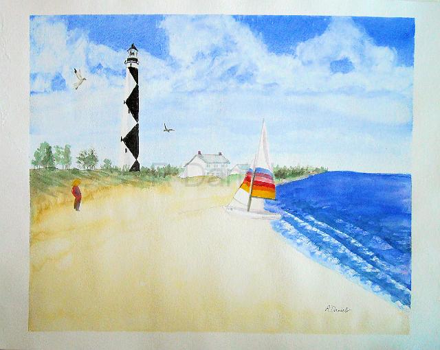 Daytrip to Lookout.jpg - Day Trip to Cape Lookout - watercolor 16x20"